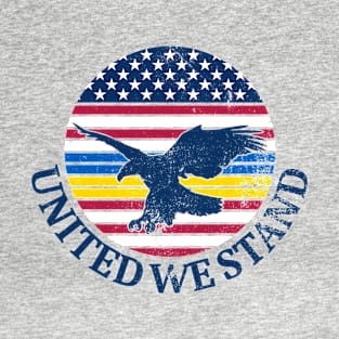 Ukraine and American Flag with Eagle, United we Stand T-Shirt